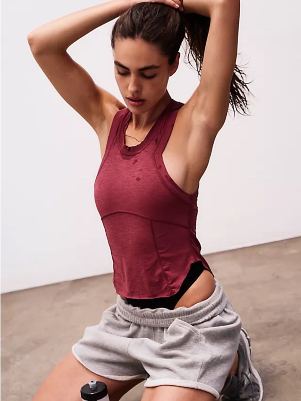 Free People Silver Lining Tempo Tank in Sour Cherry